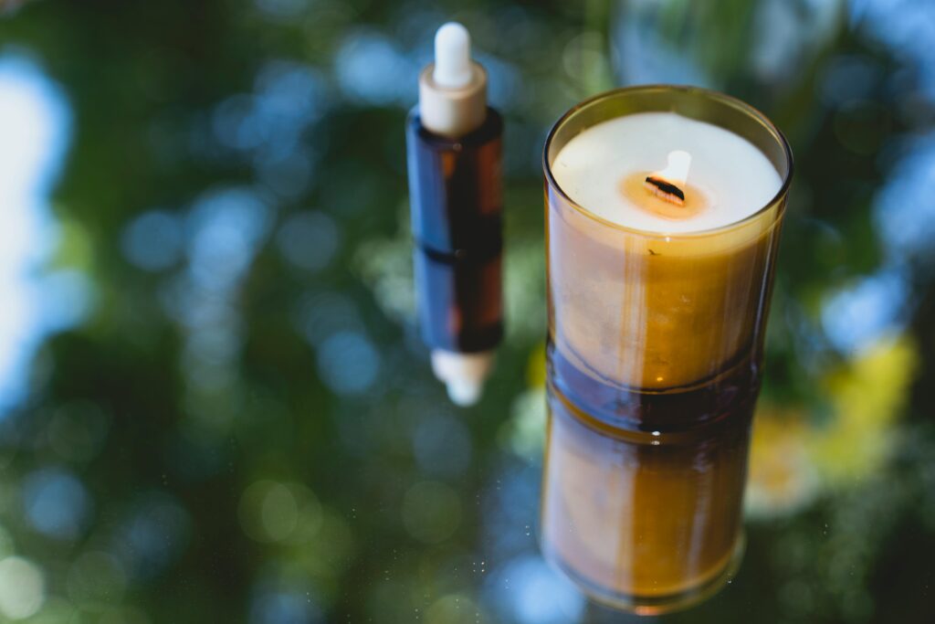 Essential oil and candle