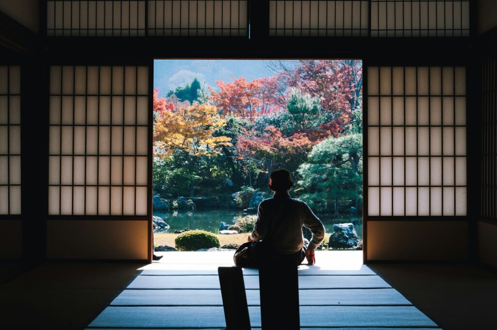 woman Japan temple meditating