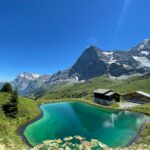 Clear water lake surounded by mountains and pure nature