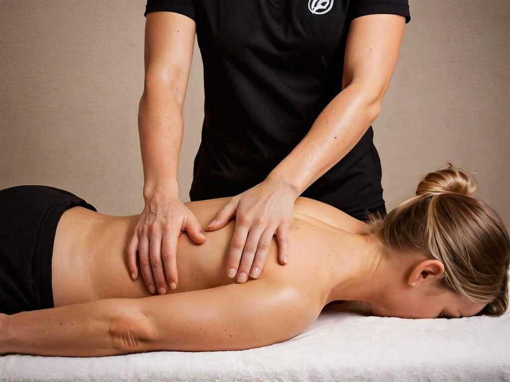 Lady receiving a professional massage from a therapist for self-care