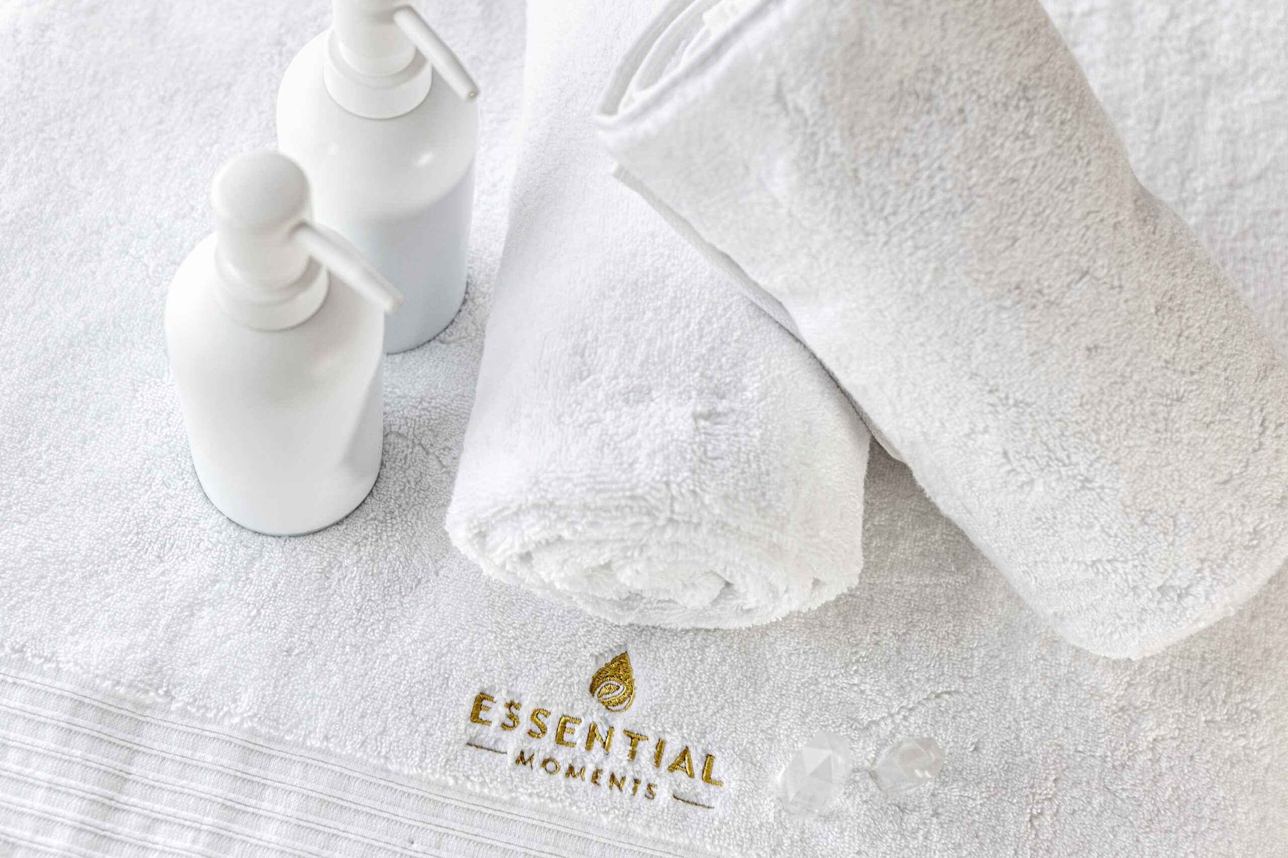 Essential Moments massage treatment towels set up