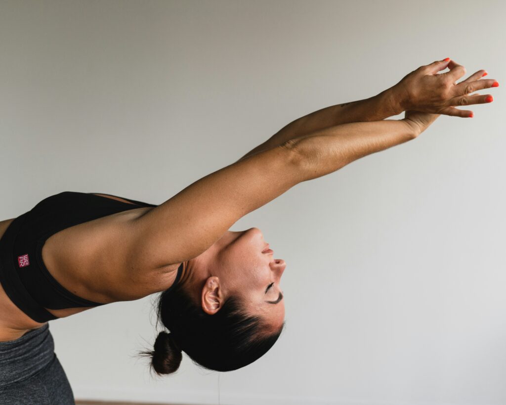 Lady practicing nervous system regulation ritual as stretching