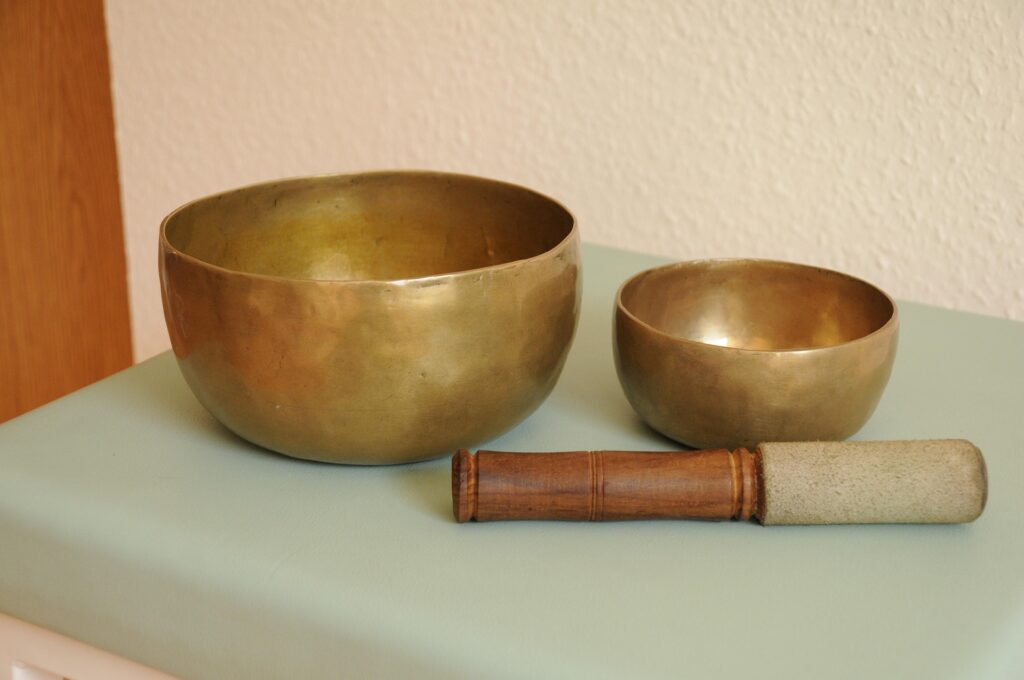 Tibetan singing bowl for massage therapy relaxation and nervous system