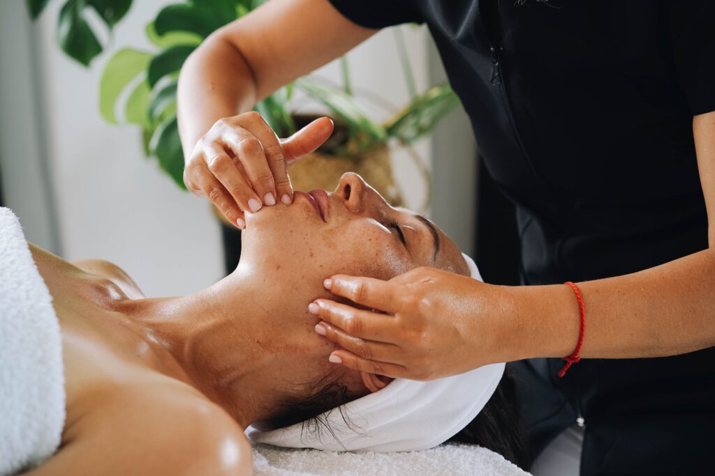 Facial massage technique on a professional setting